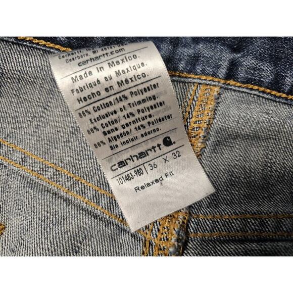 Carhartt Relaxed Fit Mens Dark Wash Denim Jeans Size 36x32 - Picture 4 of 8